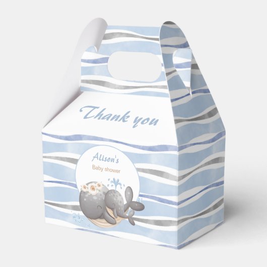 ボーイホエールブルー夏ビーチボーイベビーシャワー フェイバーボックス (正面サイド)