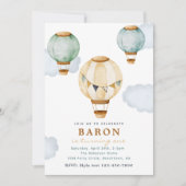 ボーイホットエアバルーン誕生日招待状 招待状 (正面)