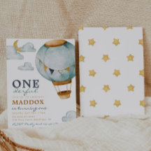 ボーイホットエアバルーン誕生日招待状