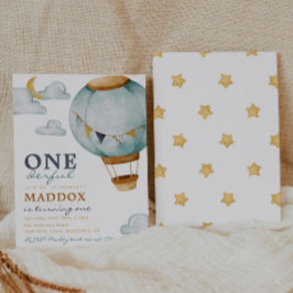 ボーイホットエアバルーン誕生日招待状 招待状