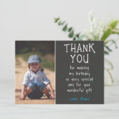 ボーイモダントシンプルフォト誕生日 サンキューカード (スタンド正面)