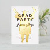 ボーイモダンブラウン金ゴールド卒業パーティー 箔招待状 (立ち正面)