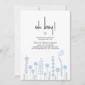 ボーイモダンベビーパステルブルーシャワーパーティー 招待状 (正面)