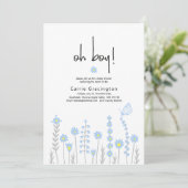 ボーイモダンベビーパステルブルーシャワーパーティー 招待状 (スタンド正面)