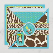 ボーイモンキージャングルサファリベイビーシャワー 招待状 (正面/裏面)