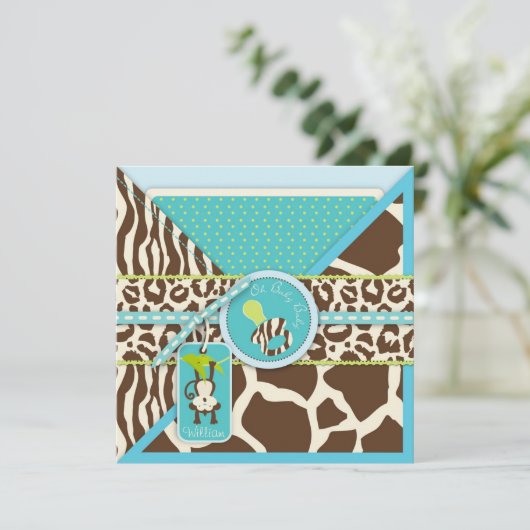 ボーイモンキージャングルサファリベイビーシャワー 招待状 (スタンド正面)