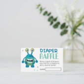 ボーイモンスターベビーシャワーおむつラッフルチケット 名刺 (スタンド正面)