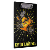 ボーイモーターバイクバイクブラック&金ゴールドカスタム クリップボード (右)