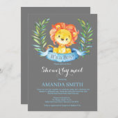 ボーイライオンベビーシャワーバイメール招待状 招待状 (正面/裏面)