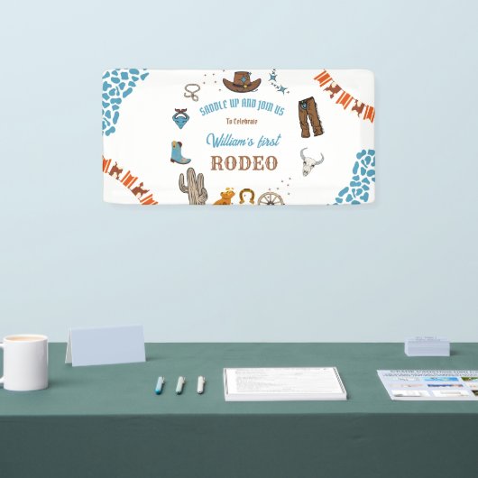 ボーイラウンドファーストロデオ1stパーティー誕生日 横断幕 (トレードショー)