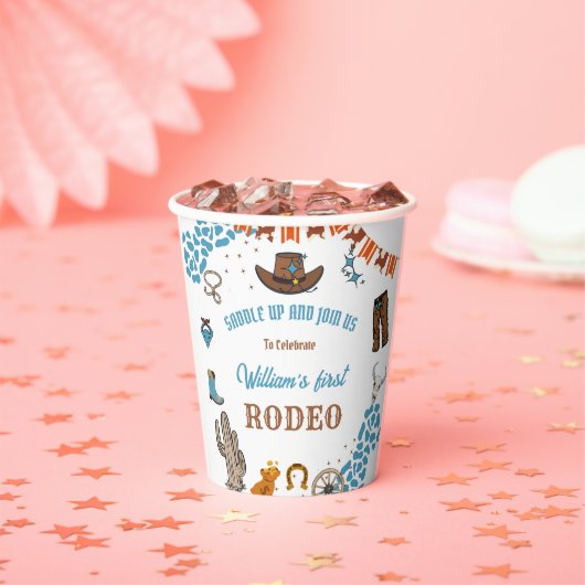 ボーイラウンドファーストロデオ1stパーティー誕生日 紙コップ (インサイチュ)
