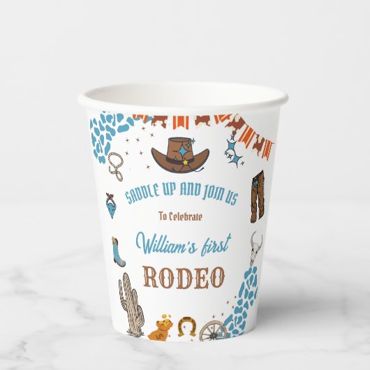 ボーイラウンドファーストロデオ1stパーティー誕生日 紙コップ (正面)