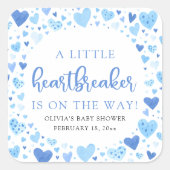ボーイリトルハートブレーカーブルーバレンタインデーシャワー スクエアシール (正面)