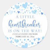 ボーイリトルハートブレーカーブルーバレンタインデーシャワー ラウンドシール (正面)