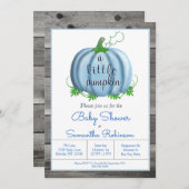 ボーイリトルパンプキン素朴秋ベビーシャワー 招待状 (正面/裏面)