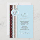 ボーイリボン&ボウベイビーシャワーブルードット 招待状 (裏面)