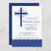 ボーイレエレガントース洗礼 |《キリスト教》洗礼式や命名式クロス 招待状 (正面/裏面)