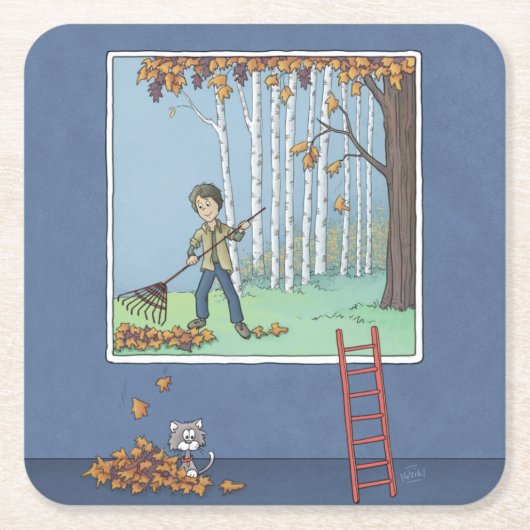 ボーイレーキ葉スクエア紙コースター スクエアペーパーコースター (正面)