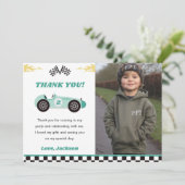 ボーイレースカーバースデーパーティーサンキューカード 招待状 (スタンド正面)