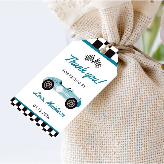 ボーイレースカー誕生日パーティー ギフトタグ