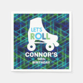 ボーイローラスケートで滑る誕生日レッツ スタンダードカクテルナプキン (正面)