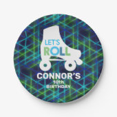 ボーイローラスケートで滑る誕生日レッツ ペーパープレート (正面)