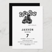 ボーイローラースケートで滑る誕生日パーティー 招待状 (正面/裏面)