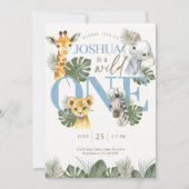 ボーイワイルドワンサファリ誕生日招待状ジャングル 招待状 (正面)