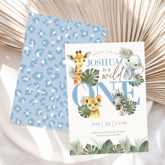 ボーイワイルドワンサファリ誕生日招待状ジャングル 招待状