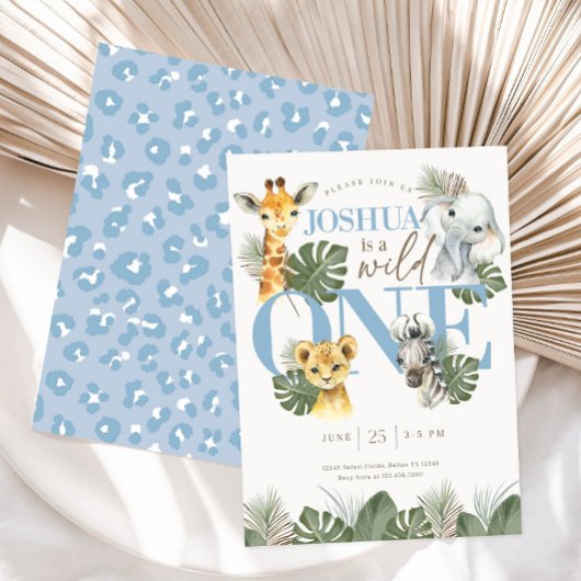 ボーイワイルドワンサファリ誕生日招待状ジャングル 招待状