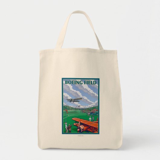 ボーイングフィールドヴィンテージ旅行ポスター トートバッグ (正面)