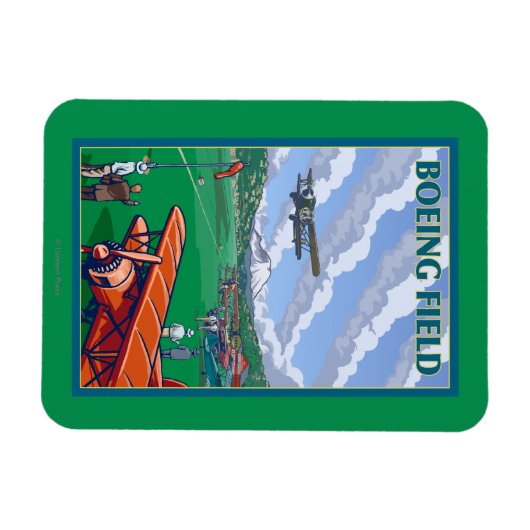 ボーイングフィールドヴィンテージ旅行ポスター マグネット (横)