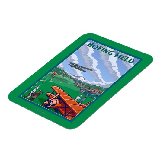 ボーイングフィールドヴィンテージ旅行ポスター マグネット (左側)