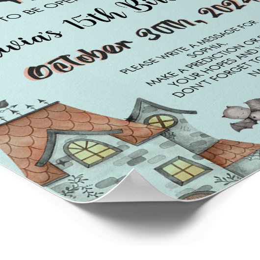 ボーイ不気味ハロウィーン誕生日タイムカプセルサイン ポスター (角)