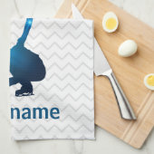 ボーイ姿スケートブルースター-アイススケートで滑るタオル キッチンタオル (四つ折り)