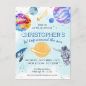 ボーイ宇宙飛行士宇宙誕生日パーティー ポストカード (正面)