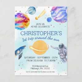 ボーイ宇宙飛行士宇宙誕生日パーティー ポストカード