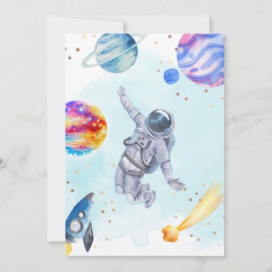 ボーイ宇宙飛行士宇宙誕生日パーティー 招待状 (裏面)