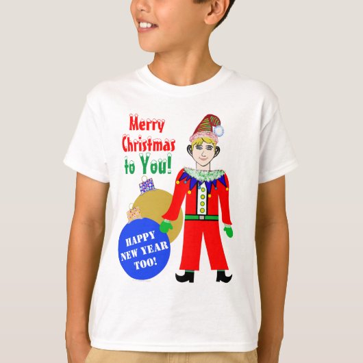 ボーイ小妖精や小人クリスマスオーナメント Tシャツ (正面)