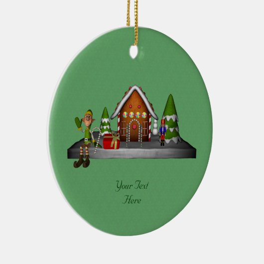 ボーイ小妖精や小人ジンガーブレッドハウスホリデーオーナメント セラミックオーナメント (右)