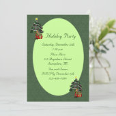 ボーイ小妖精や小人ツリークリスマスホリデー招待状 招待状 (スタンド正面)