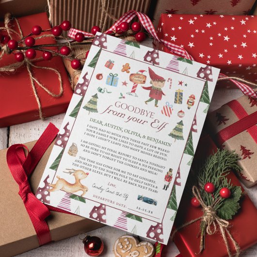 ボーイ小妖精や小人 |キッズクリスマス小妖精や小人さよならレターカード 招待状