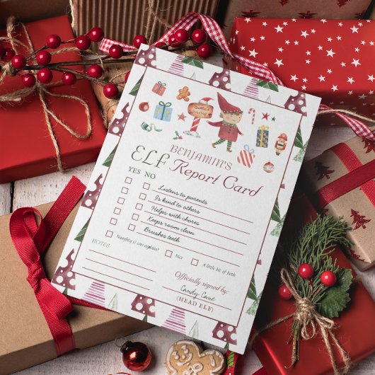 ボーイ小妖精や小人 |キッズクリスマス小妖精や小人レポートカード 招待状