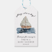 ボーイ帆船の赤ちゃん航海のシャワーを浴びる ギフトタグ (正面)