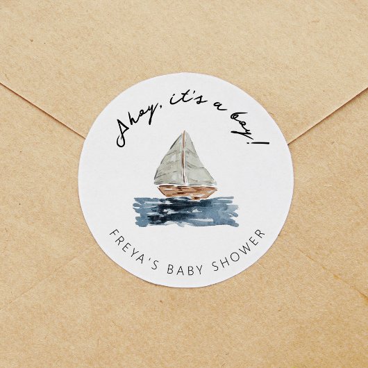 ボーイ帆船の赤ちゃん航海のシャワーを浴びる ラウンドシール