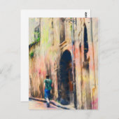 ボーイ歩く遠くにフランスの通り ポストカード (正面/裏面)