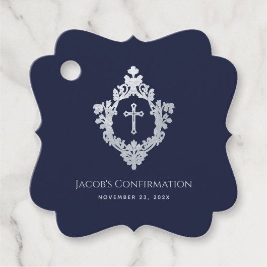 ボーイ確認クレストネイビーブルーヴィンテージ エレガント フェイバータグ (正面)