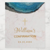 ボーイ確認ブルーグード金ゴールド大理石スクリプト ワインラベル (シングルラベル)