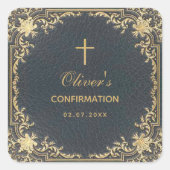 ボーイ確認ヴィンテージエレガントブルー金ゴールドクロス スクエアシール (正面)