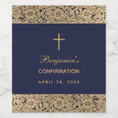 ボーイ確認海軍ブルー金ゴールドバラヴィンテージ ワインラベル (シングルラベル)